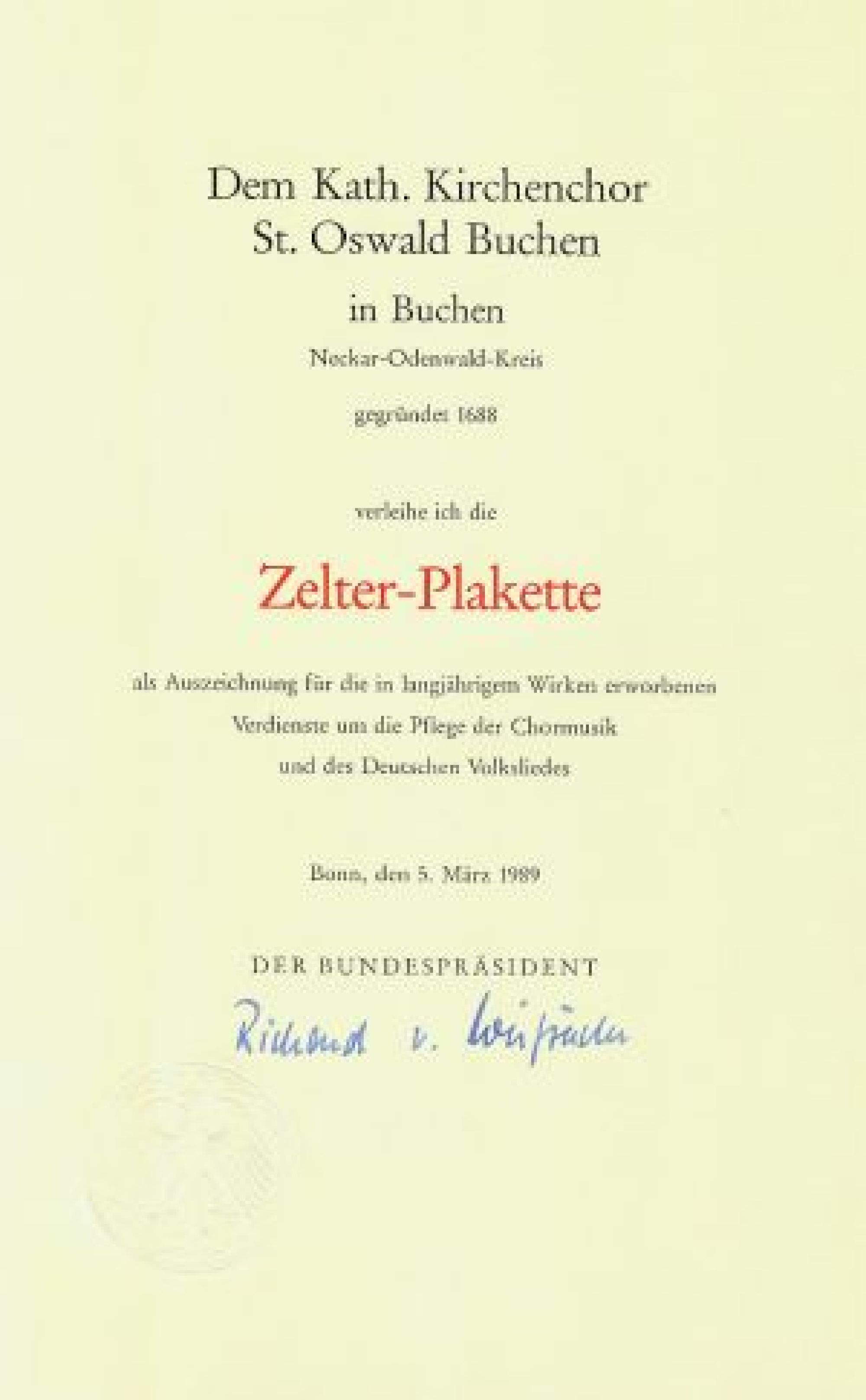 Zelter Plakette