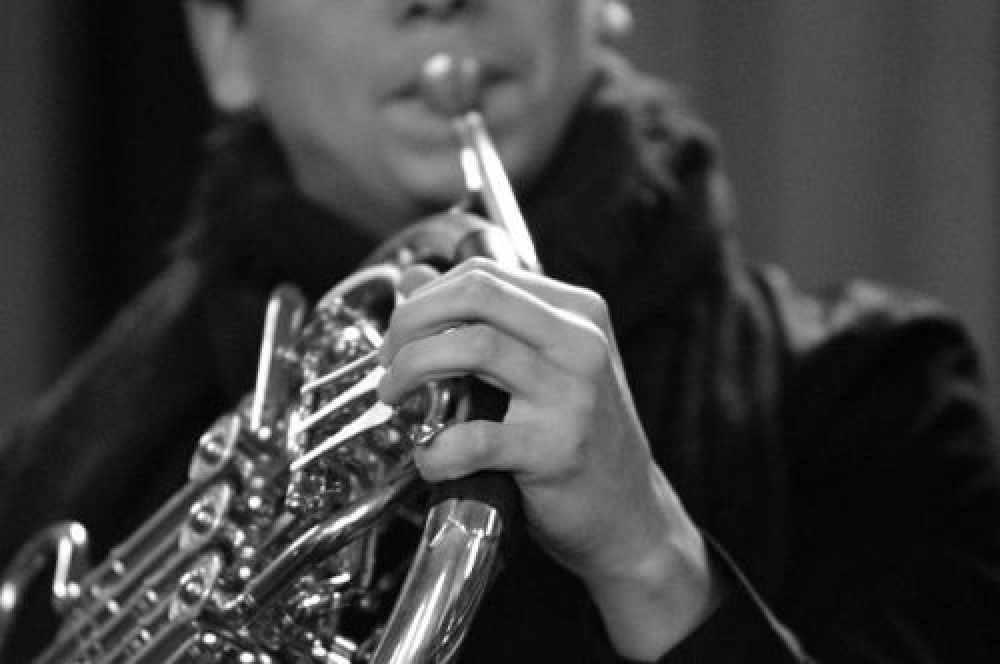 Waldhorn in schwarzweiß