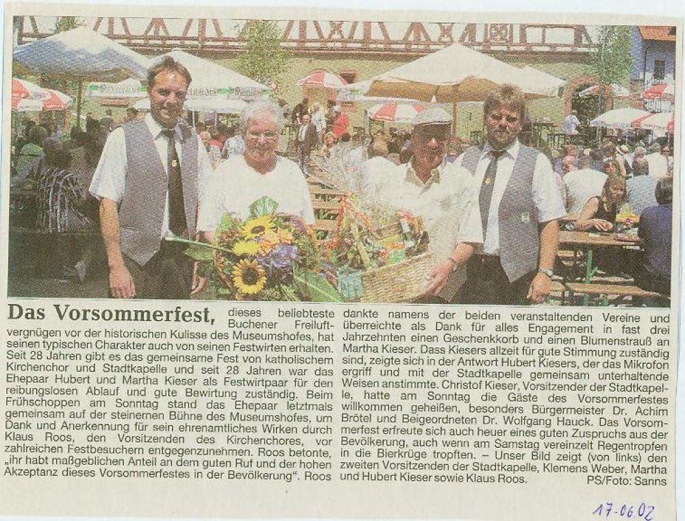 2002 Verabschiedung des Ehepaares H. und M. Kieser als Hauptorganisatoren des VSF